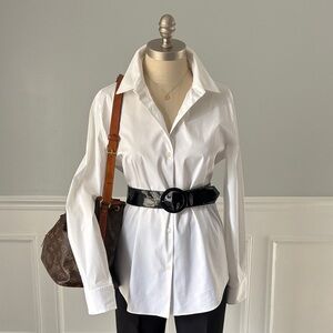 Theory Crisp White Button Front Shirt